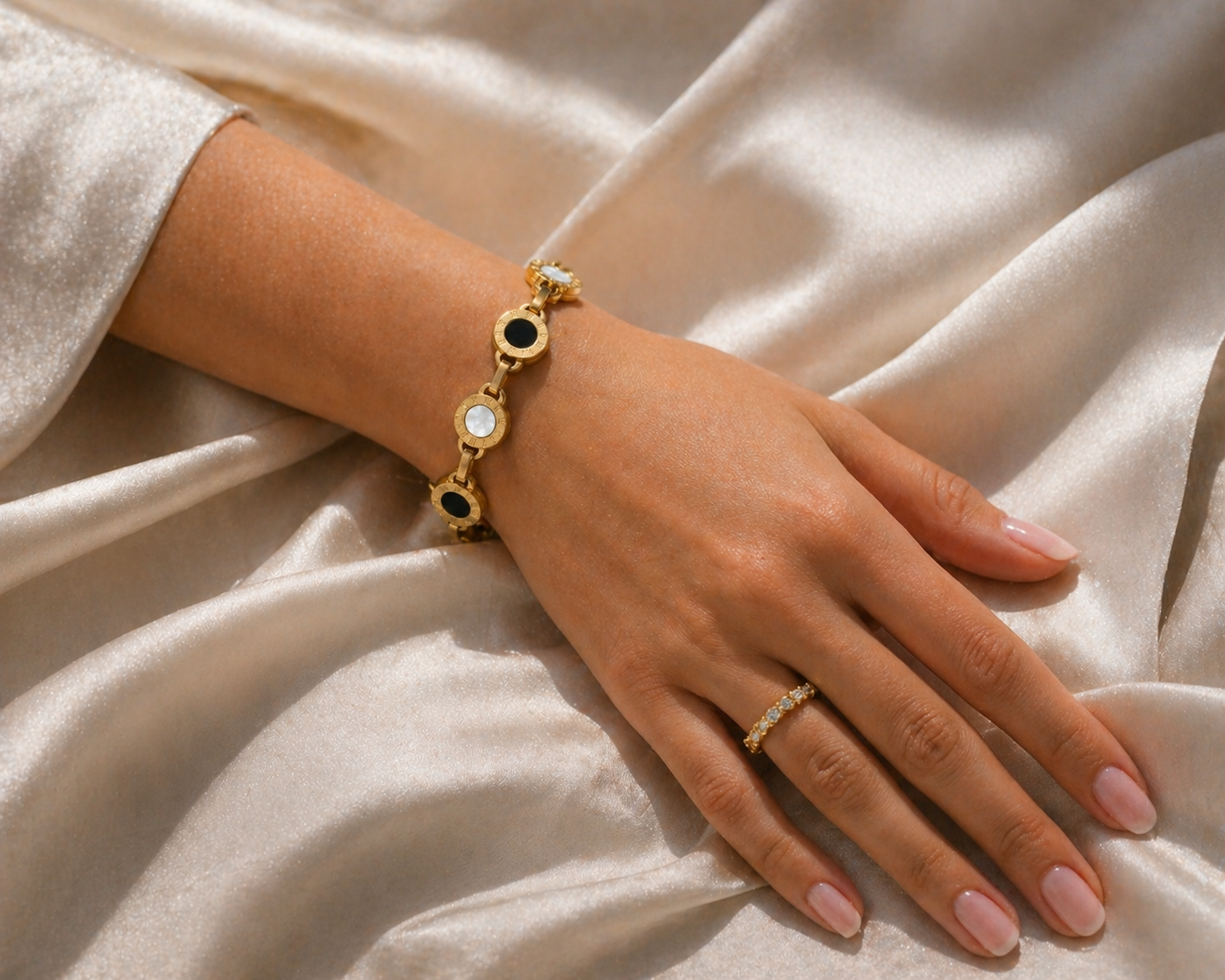 Onyx & White Stone Bracelet