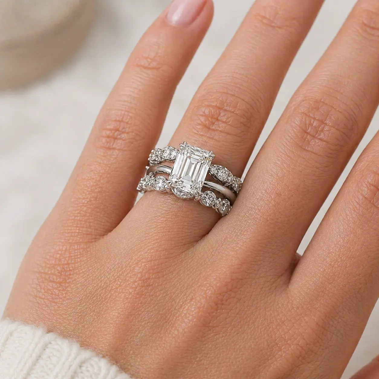 Sculpted Emerald Cut Statement Ring
