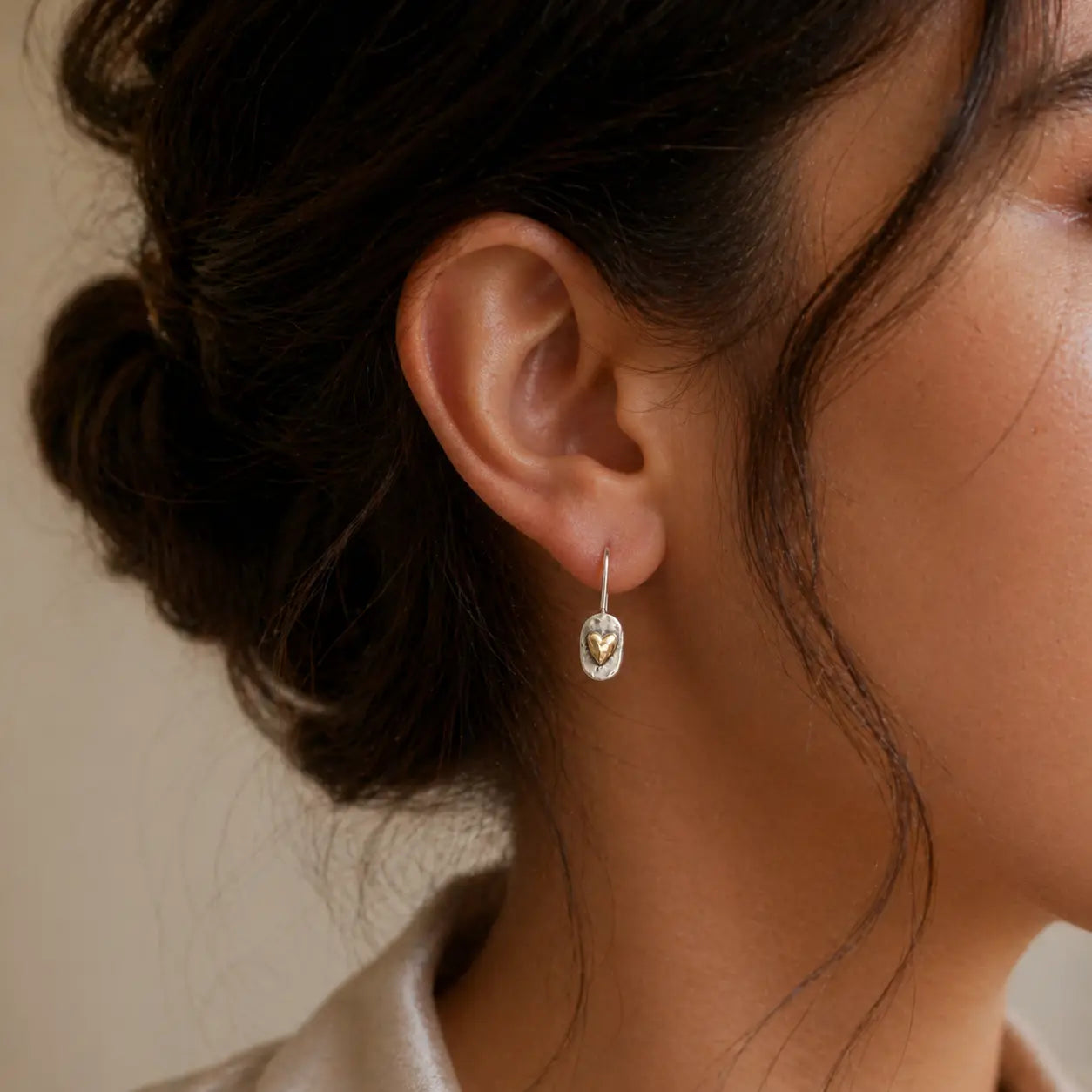 Gold Heart Dangle Earrings