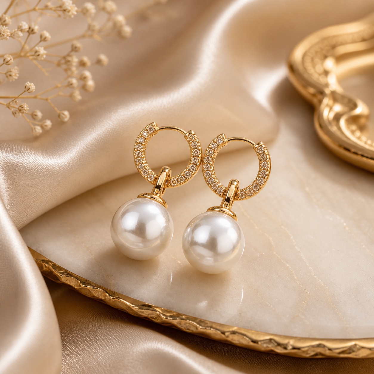 Heavenly Pearl Hoop Earrings