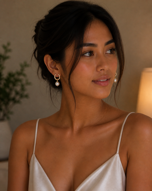 Heavenly Pearl Hoop Earrings