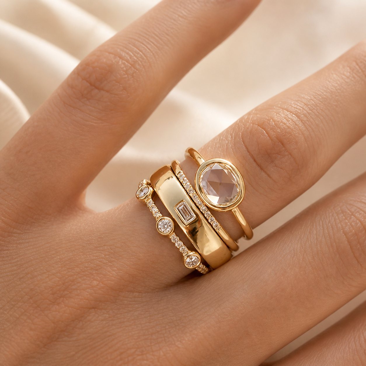 Dainty Gold Stack Ring Set