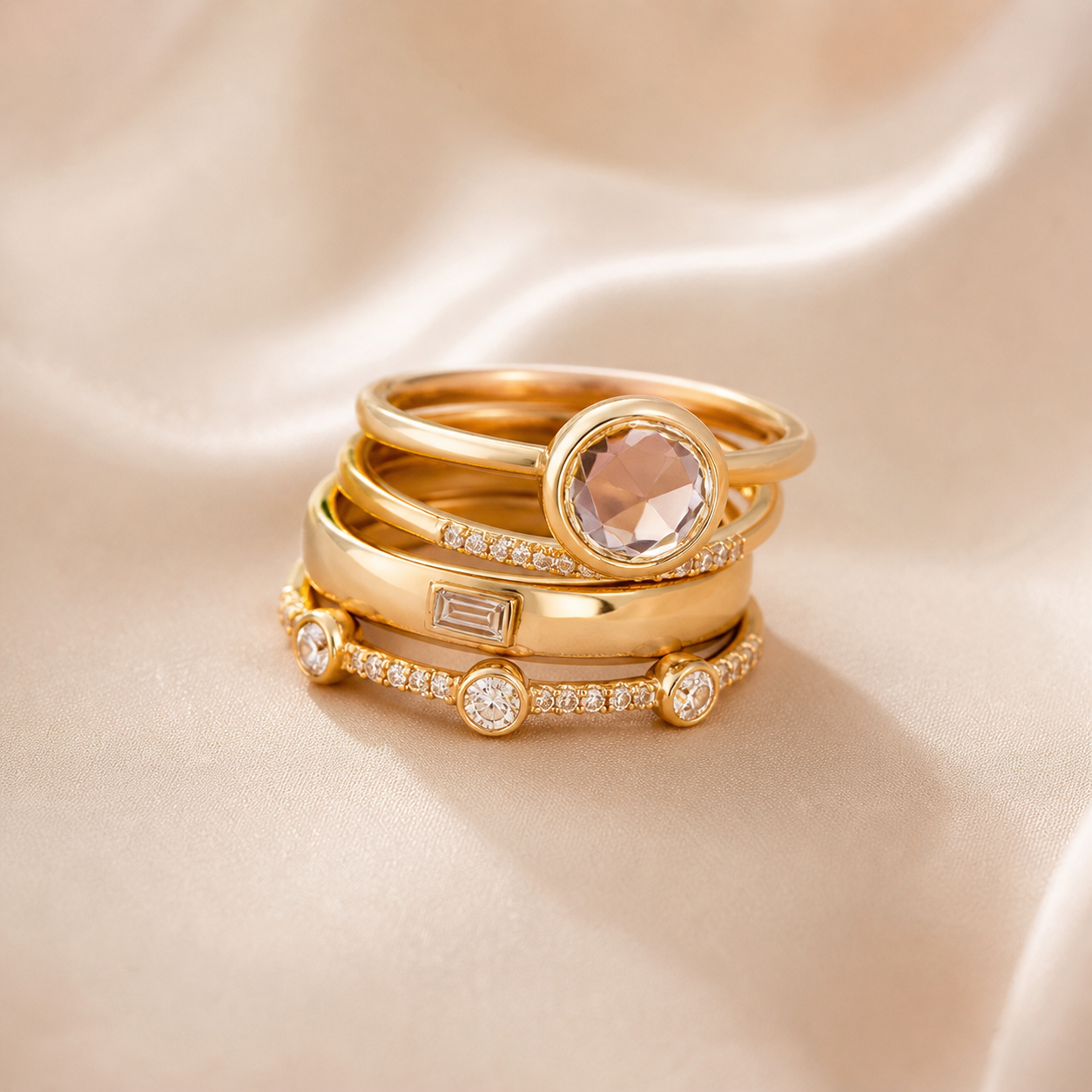 Dainty Gold Stack Ring Set