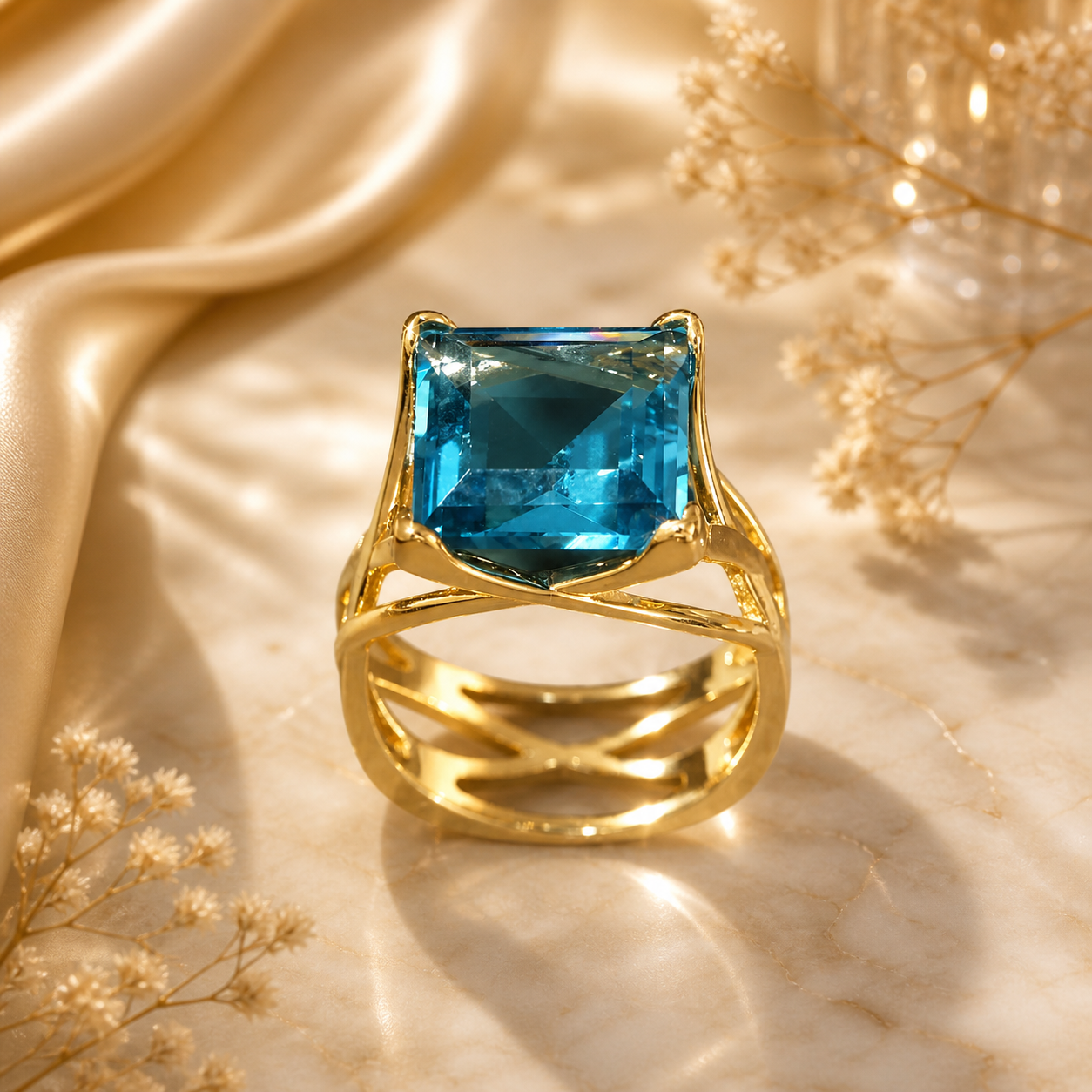 Blue Gemstone Statement Ring