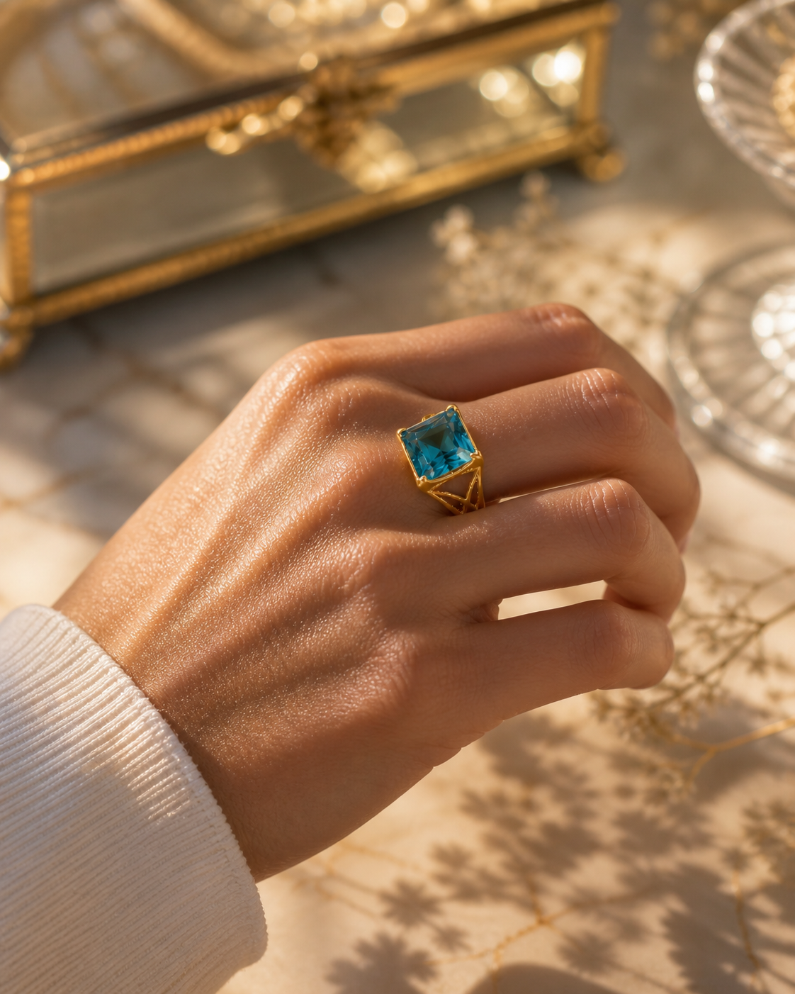 Blue Gemstone Statement Ring