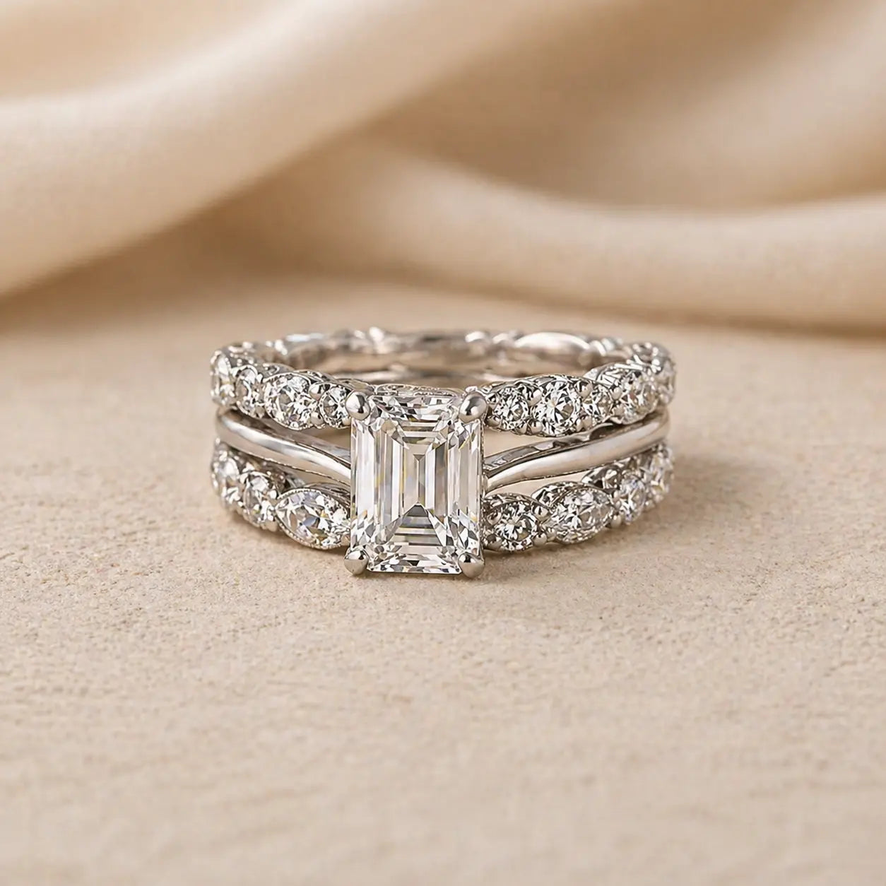 Sculpted Emerald Cut Statement Ring