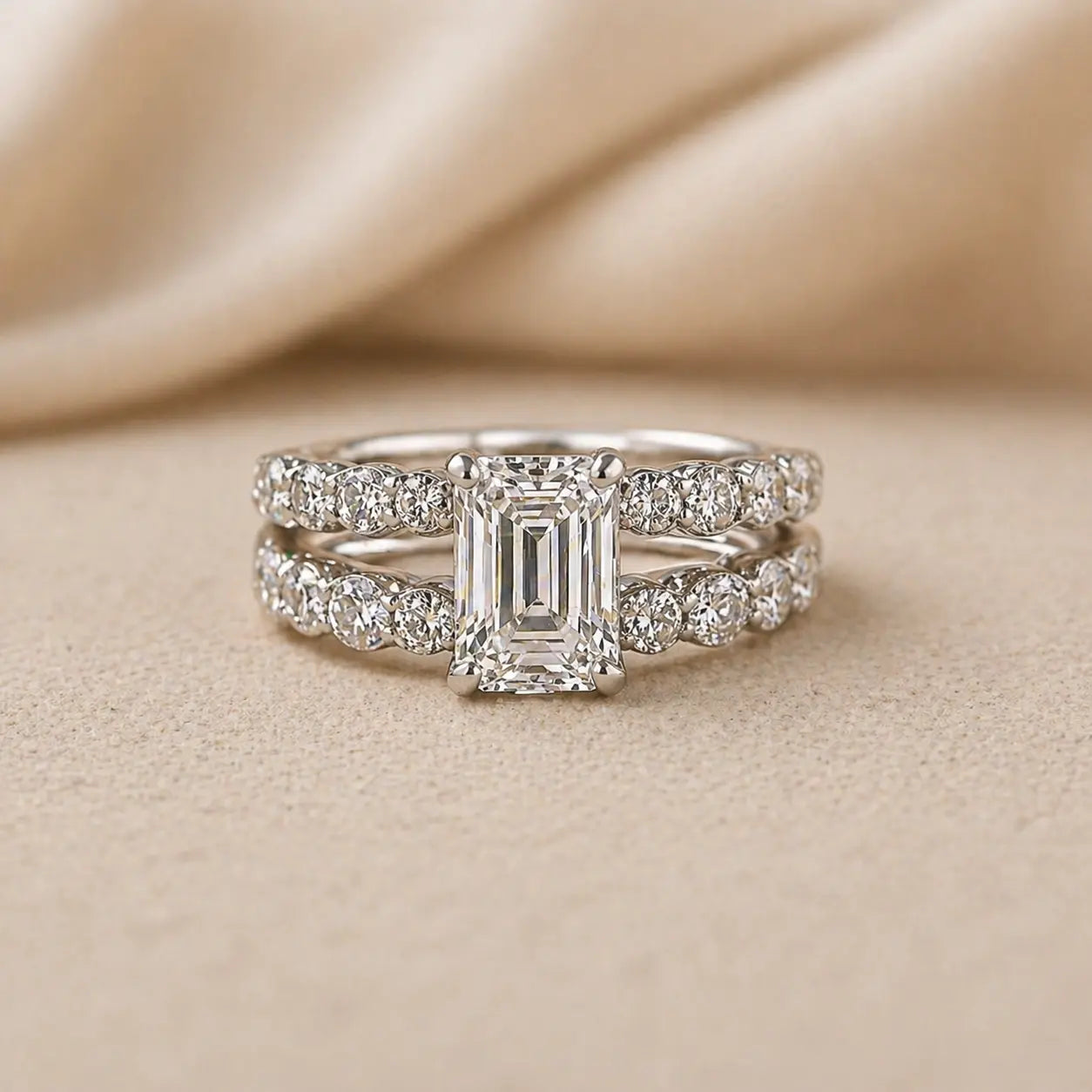 Sculpted Emerald Cut Statement Ring