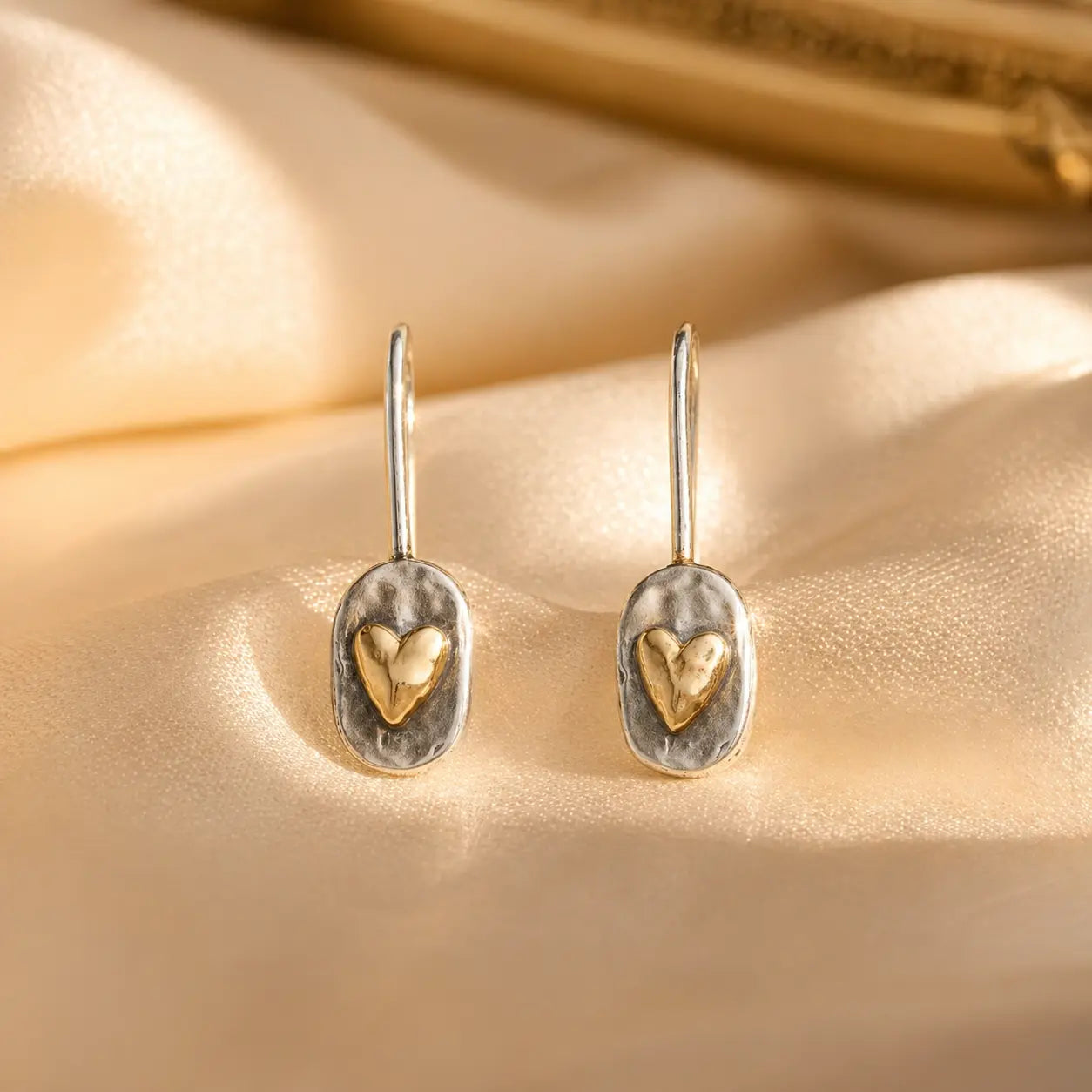 Gold Heart Dangle Earrings
