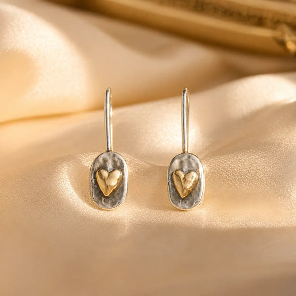 Gold Heart Dangle Earrings