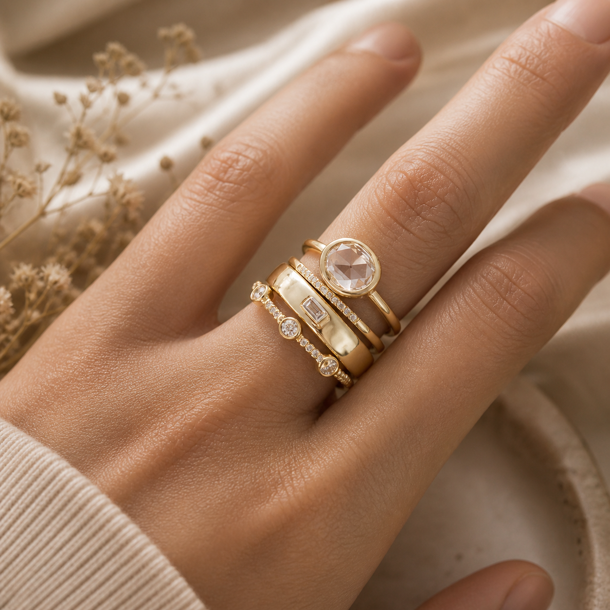 Dainty Gold Stack Ring Set