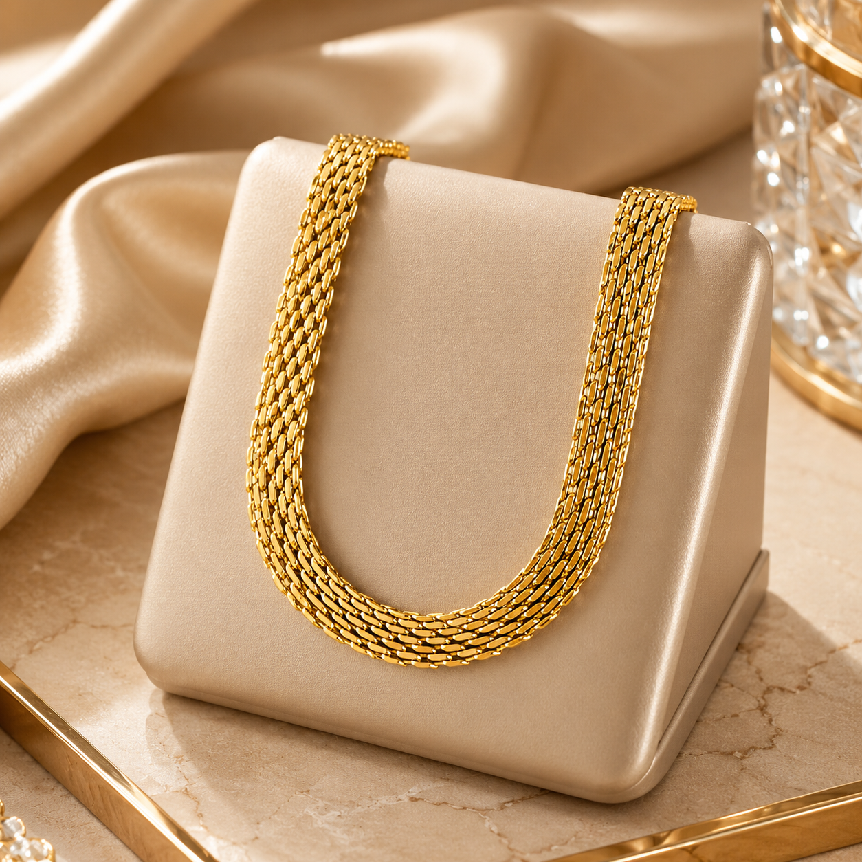 Monaco Gold Mesh Chain Necklace