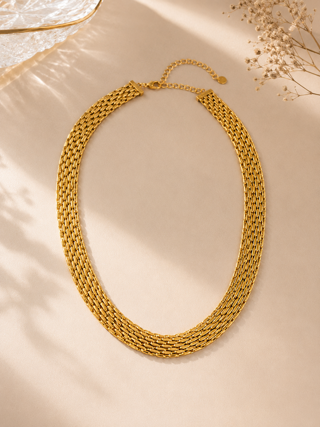 Monaco Gold Mesh Chain Necklace
