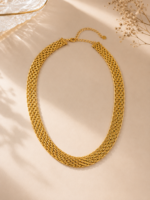 Monaco Gold Mesh Chain Necklace