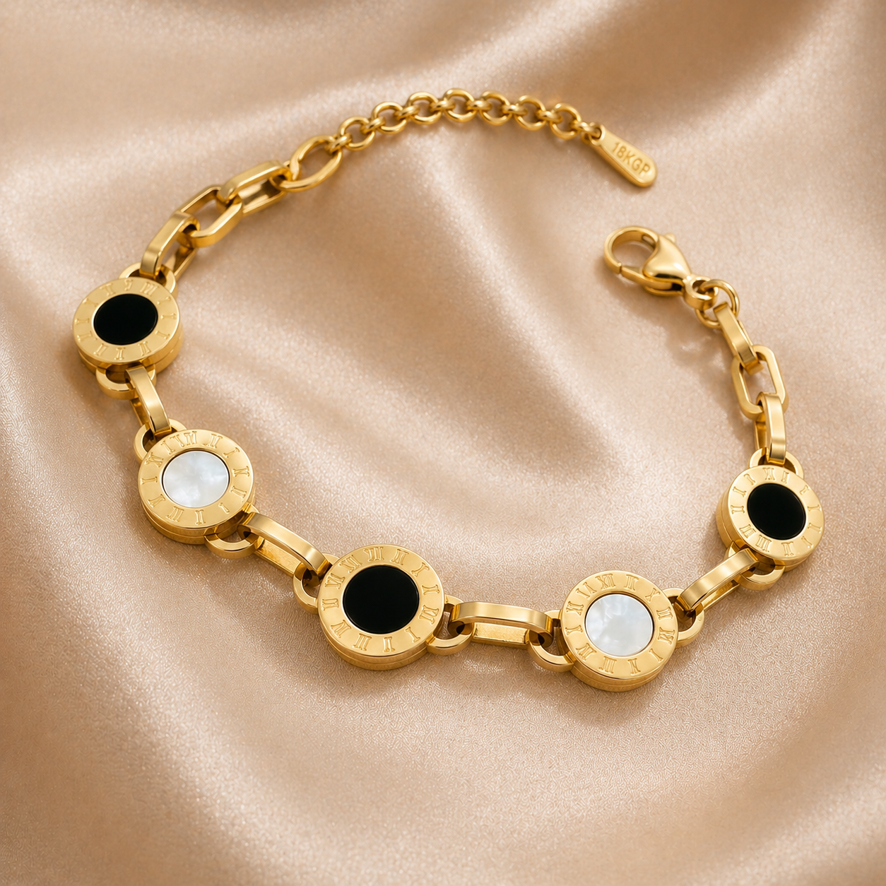 Onyx & White Stone Bracelet